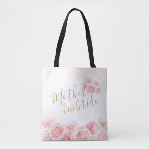 Pink personalised floral mother of the bride tote bag