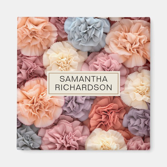 Pink personalised flower magnet (Front)