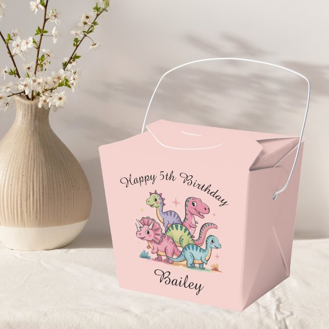 Pink Personalised Girls Dinosaur Birthday Favour Box (Creator Uploaded)