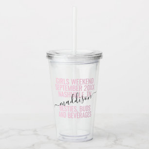 Pink Personalised Girls Weekend Custom Acrylic Tumbler