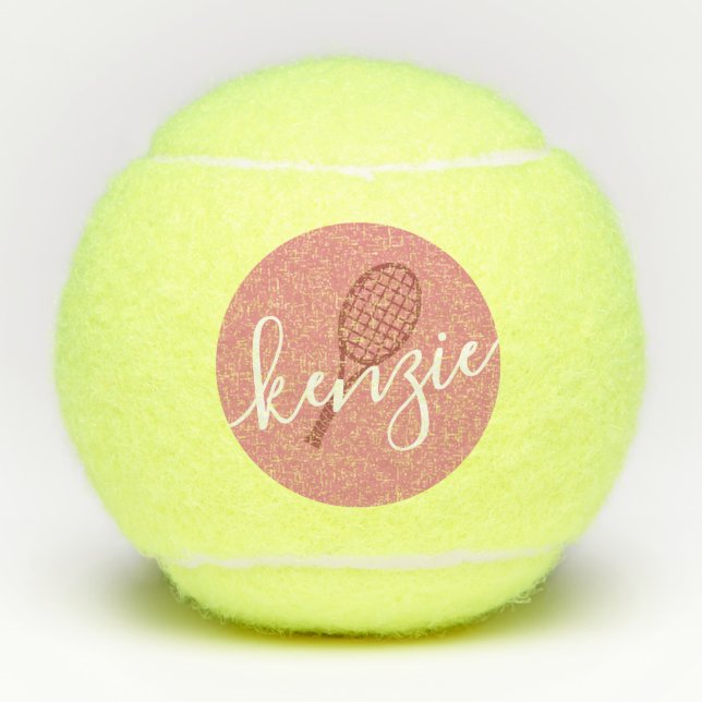 Pink Personalised Girly Name Tennis Balls (Front)