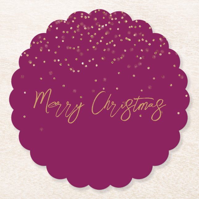 Pink Personalised Gold Name Glitter Sparkle Dots Paper Coaster (Front)