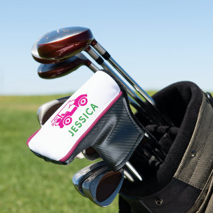 Pink Personalised Golf Cart Golf Head Cover