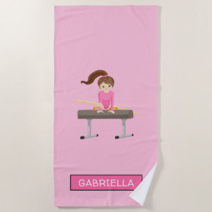 Pink Personalised Gymnastics Beach Towel