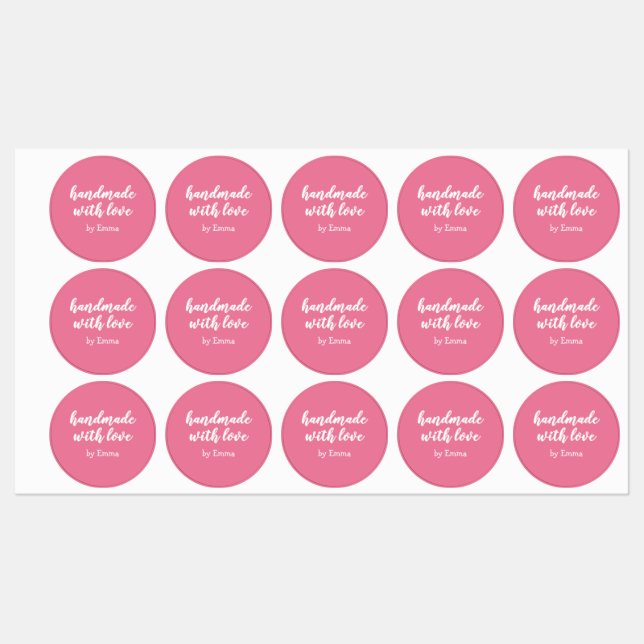 Pink Personalised Handmade with Love Minimalist (Sheet)