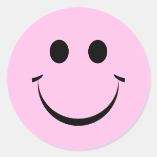 Pink Personalised Happy Face Cute Classic Round Sticker