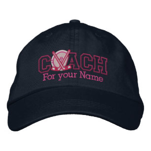 Pink Personalised Hockey Coach with your name Embroidered Hat