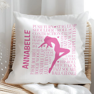 Pink Personalised Jazz Dance Typography Cushion