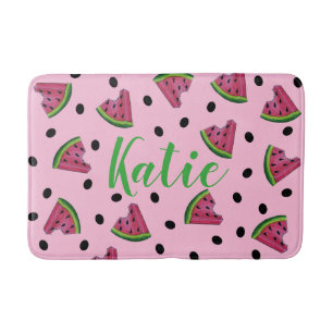 Pink Personalised Juicy Watermelon Seeds Fruit Bath Mat