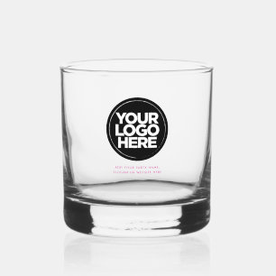 Pink Personalised Logo and Text Whiskey Glasses