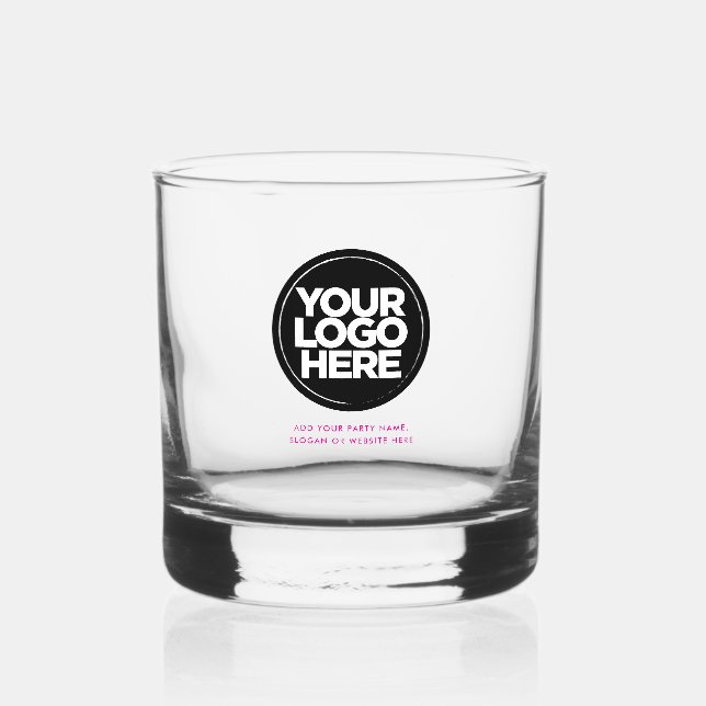 Pink | Personalised Logo and Text Whiskey Glasses (Front)