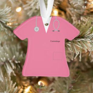 Pink Personalised Medical Scrubs Noveley Acrylic Ornament