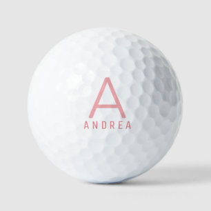 Pink Personalised Modern Monogram Golf Balls