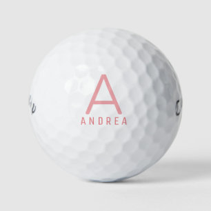 Pink Personalised Modern Monogram Name Golf Balls