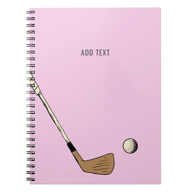 Pink Personalised Modern Vintage Golf  Notebook (Front)