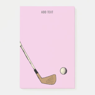Pink Personalised Modern Vintage Golf  Post-it Notes