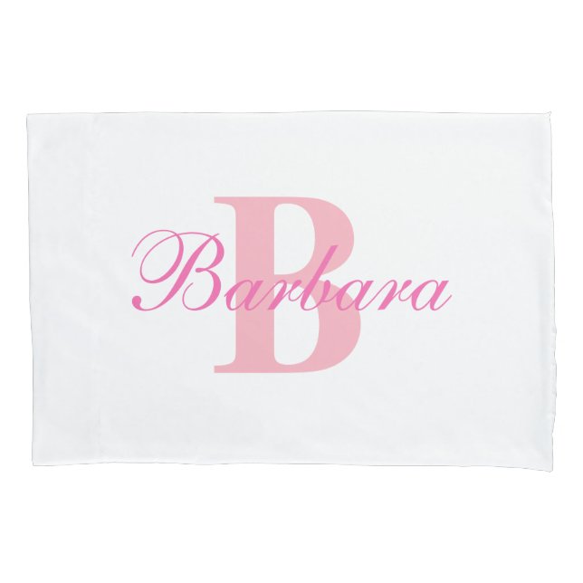 Pink Personalised Monogram Custom Pillow Case (Front)