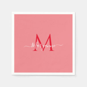 Pink Personalised Monogram Napkin