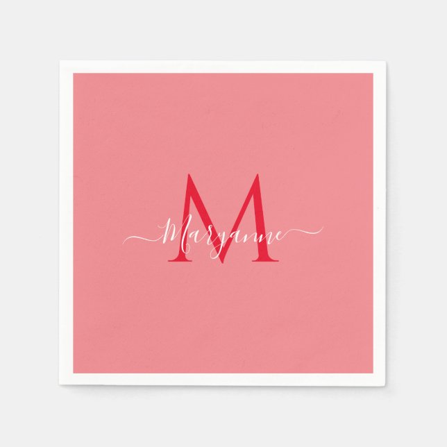 Pink Personalised Monogram    Napkin (Front)