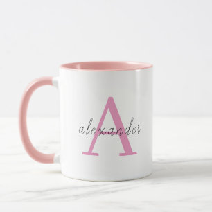 Pink personalised monogram with Your name Mug