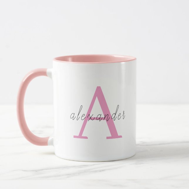 Pink personalised monogram with Your name Mug (Left)