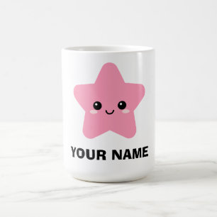 Pink Personalised Mug, Star Character Graphic Mug