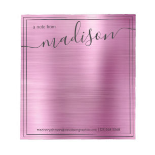 Pink Personalised Name From The Desk Of Notepad