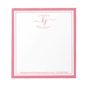 Pink Personalised Name From The Desk Of Notepad