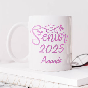 Pink Personalised Name Graduate Coffee Mug