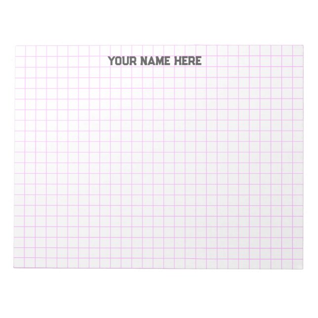 Pink Personalised Name Large Graph Paper Notepad (Front)