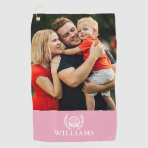 Pink Personalised Name Monogram Photo Golf Towel