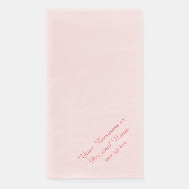 pink &personalised paper guest towels napkin (Front)