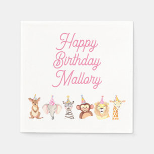 Pink Personalised Party Animal Birthday Napkins