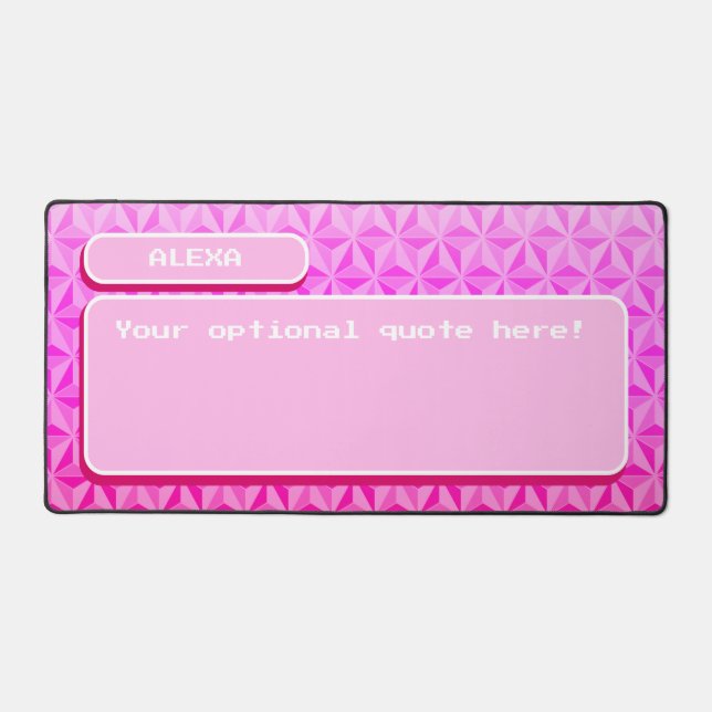 Pink Personalised Retro Gaming Pixel Art Desk Mat (Front)