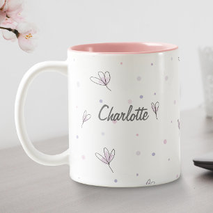 Pink Personalised Simple Name Template Work Office Two-Tone Coffee Mug