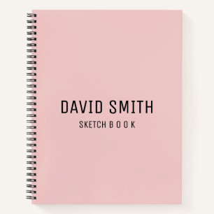 Pink Personalised Sketchbook Name  Notebook