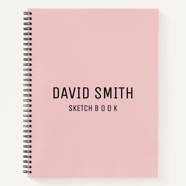 Pink Personalised Sketchbook Name  Notebook (Front)