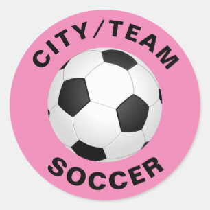 Pink Personalised Soccer Classic Round Sticker