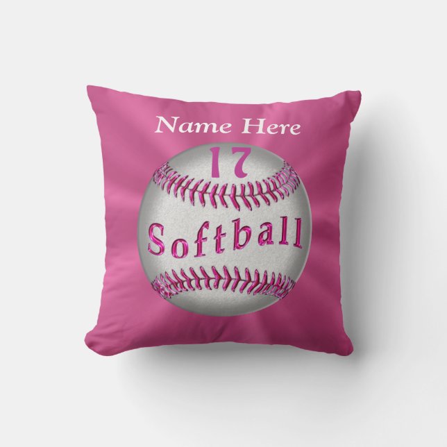 Pink Personalised Softball Pillows NAME and NUMBER (Front)