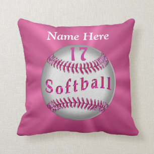Pink Personalised Softball Pillows NAME and NUMBER
