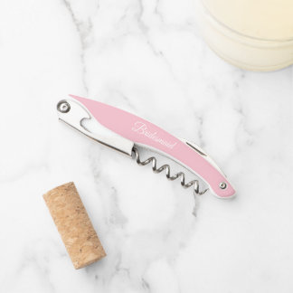 Pink Personalised Wedding Bridesmaid Corkscrew