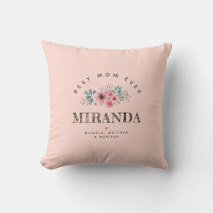Pink Personalized Best Mom Ever Mother's Day Cushion