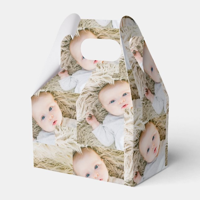 Pink Personalized Birthday photo circle Favour Box (Front Side)