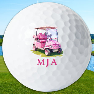 Pink Personalized Golf Cart Custom Monogram Golf Balls