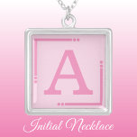 Pink personalized initial silver plated necklace<br><div class="desc">Personalized necklace /  pendant.
Add your initial.
Color scheme: pink</div>