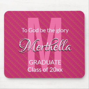 Pink Personalized Monogram Name Graduate Mouse Mat