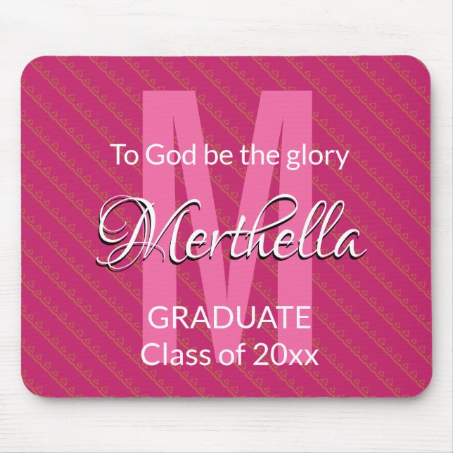 Pink Personalized Monogram Name Graduate Mouse Mat (Front)