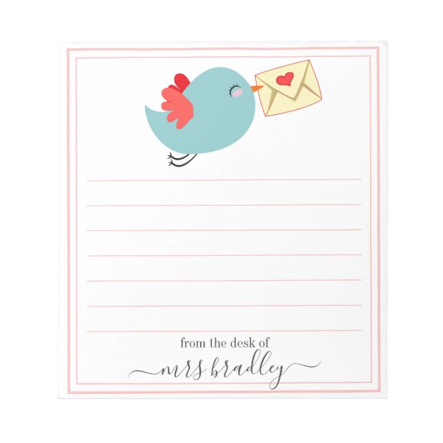 Pink Personalized Name | From The Desk Of Notepad (Front)