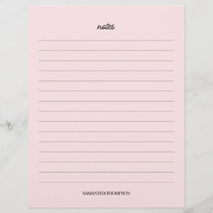 Pink Personalized Name Notes Paper Sheets Custom Letterhead