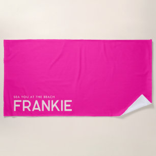 Pink Personalized Slogan Beach Towel